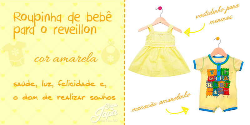 Roupinha de bebê de ano novo cor amarela