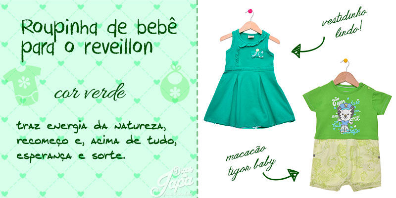 Roupinha de bebê de ano novo cor verde