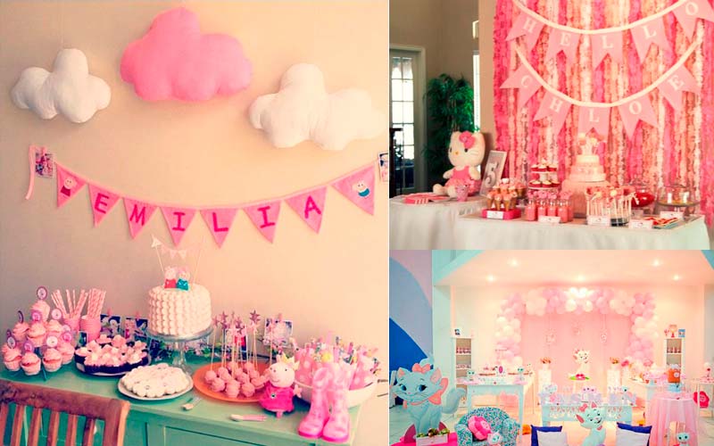festa da Peppa comparando com Festa Gatinha Marie e Hello Kitty