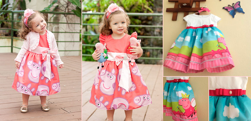 vestido infantil da peppa pig