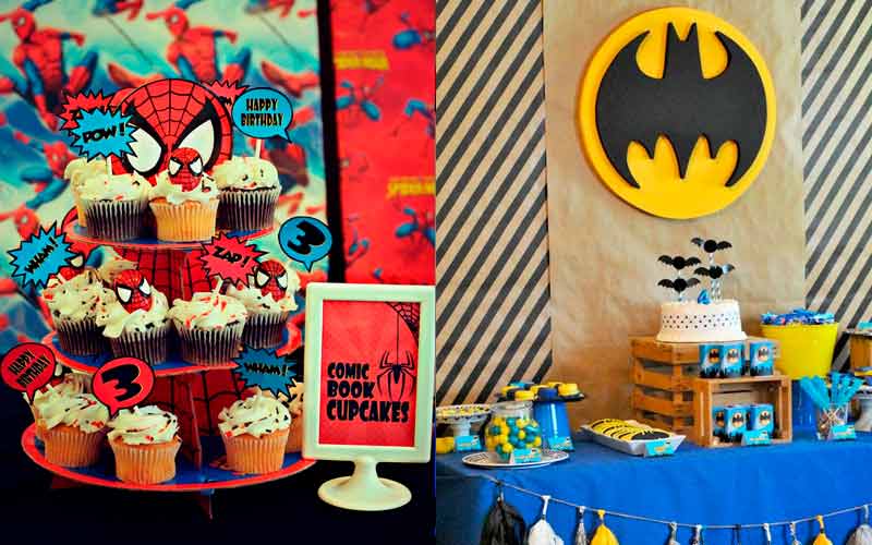 Comparando o tema festa do Homem Aranha com tema do Batman