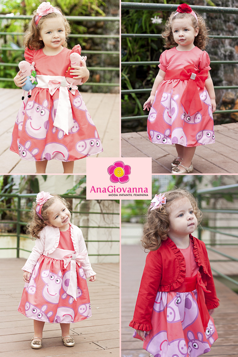 Vestido da Peppa Pig com laço