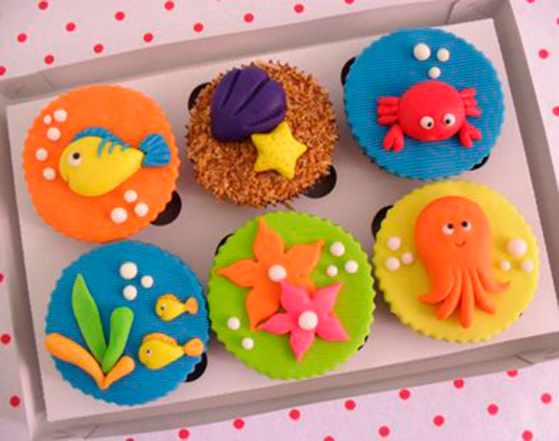 cupcake festa fundo do mar