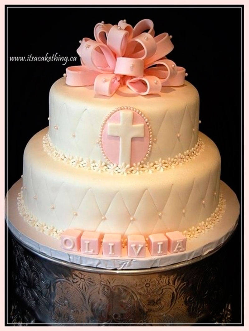 bolo de menina batizado
