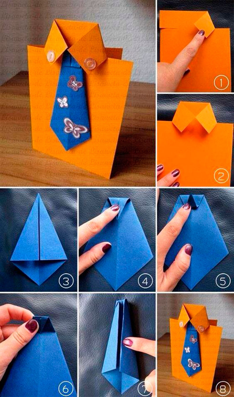 Origami de camisa e gravata