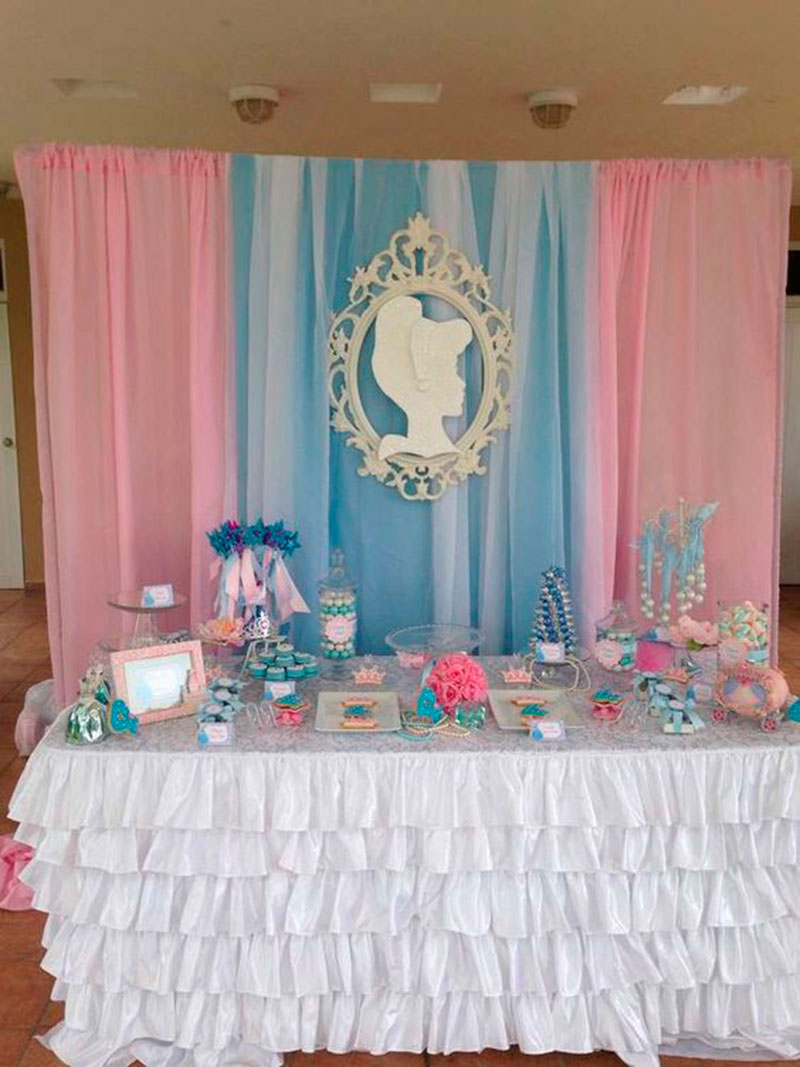 painel Cinderela rosa e azul